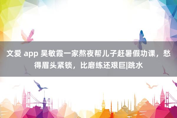 文爱 app 吴敏霞一家熬夜帮儿子赶暑假功课，愁得眉头紧锁，比磨练还艰巨|跳水